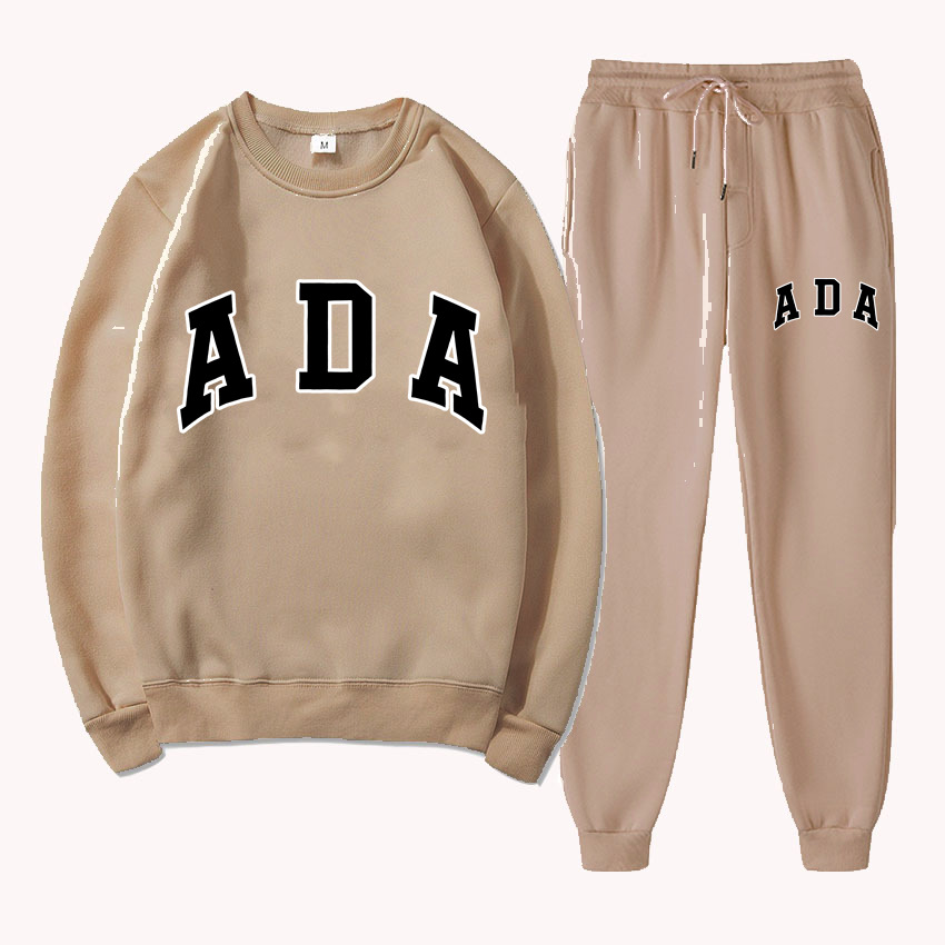 Free Shipping Designer womens clothes two piece ADA Letter Print 2-Piece Tracksuit Sweatshirt & Jogger Pants Soft Fabric Casual Daily Lounge Wear Outf