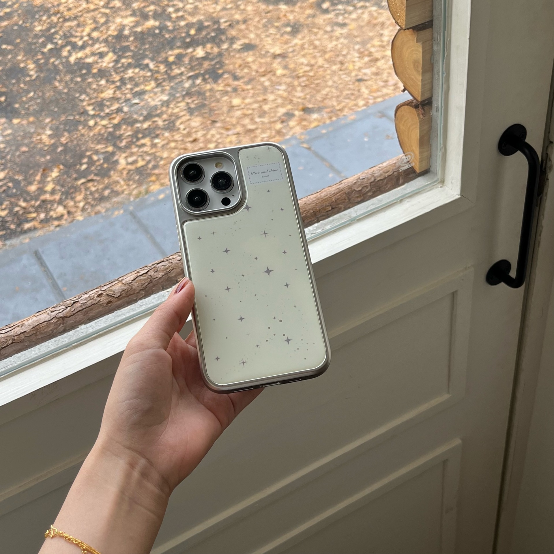 Ins Niche Star Compatible iPhone 17 Apple 16 Pro Max Electroplated Edge High-end 15 Epoxy Phone Case