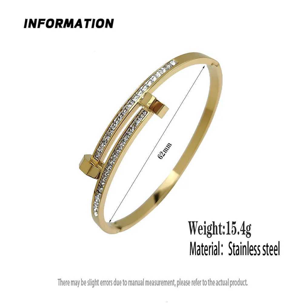 CheAP luxury double headed stainlESS steel gold-plated womens zircon bangle Thanksgiving Christmas and New Year gifts M251217