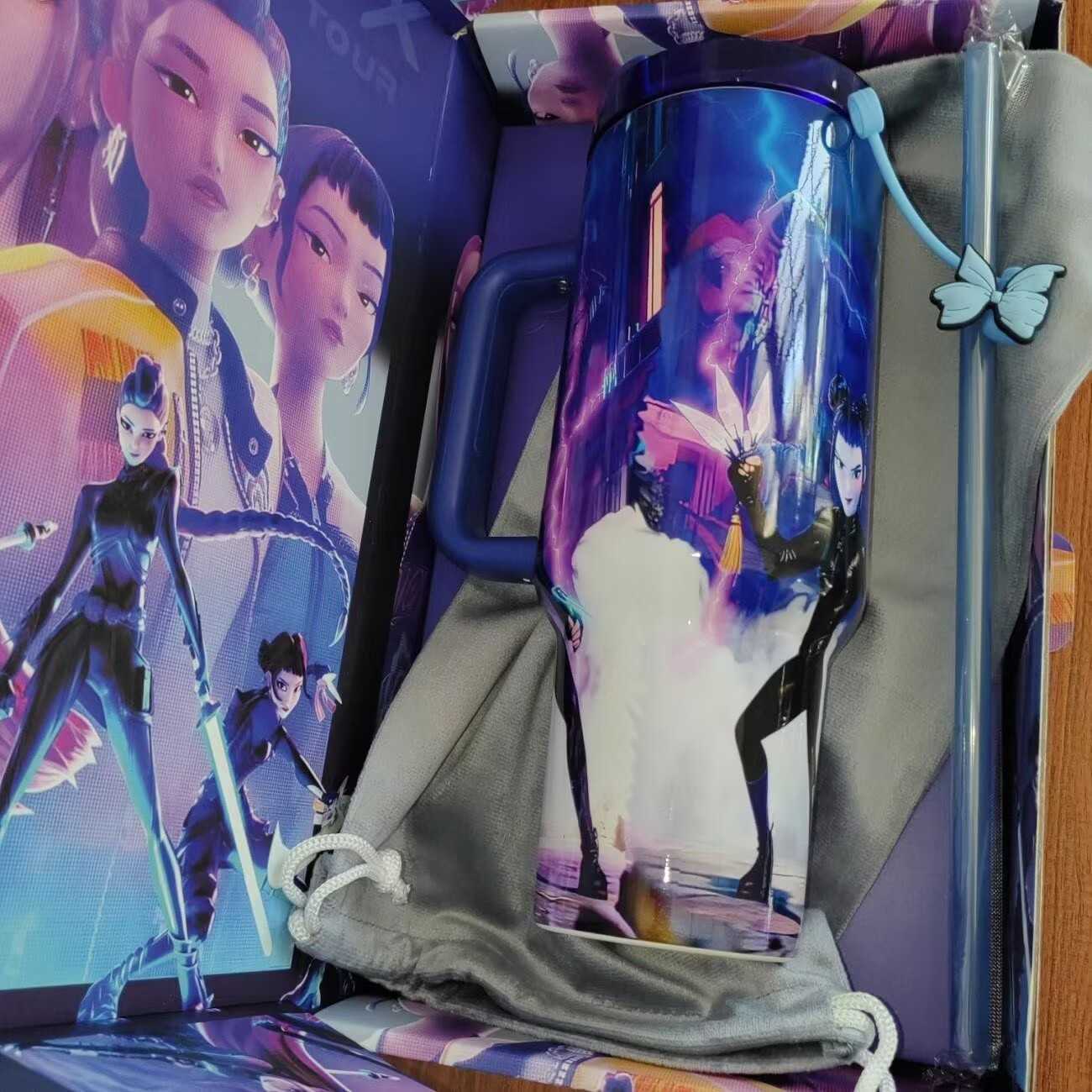 Stainless Steel Tumbler KPop Demon Hunters Mira Zoey Rumi Car Mugs With Straws Drink Water Bottle Insulated 40oz Thermal Cups L251127