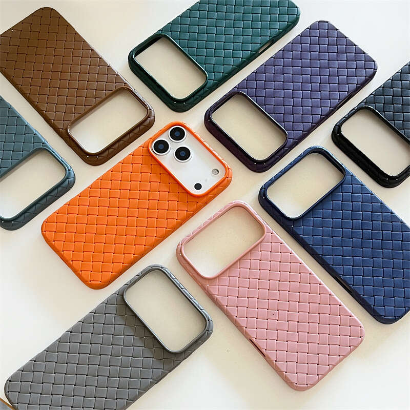 Suitable for iPhone 17/16 Pro Apple Case Woven Texture Solid Color Half-Wrap Anti-Drop Heat Dissipation Hard PC Phone