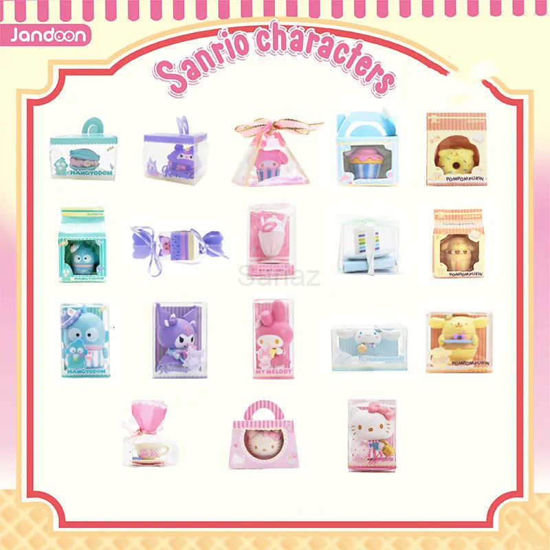 Sanrio JANDOOM Onegai My Melody Kuromi Hello Kitty Cinnamoroll Pochacco Action Figure Model Rice Grain Doll Blind Box Toys Gifts H251217