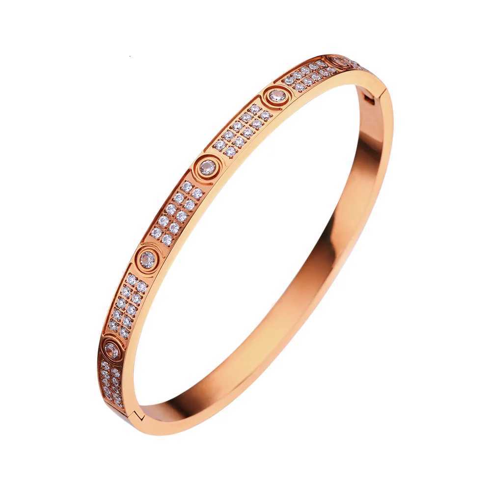 Luxury Cubic Zirconia Stainless Steel Bangles for Women Rose Gold Jewelry Gifts Wedding Accessories M251217