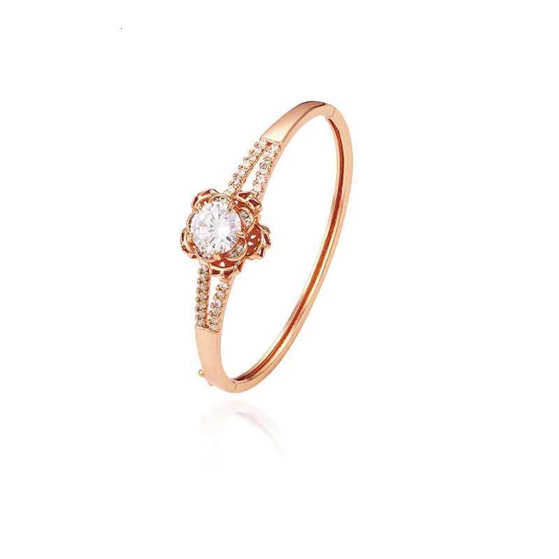 MxGxFam Rose 585 Gold Plated AAA Zircon Bangles and s for Women 57 mm Fashion Jewelry M251217