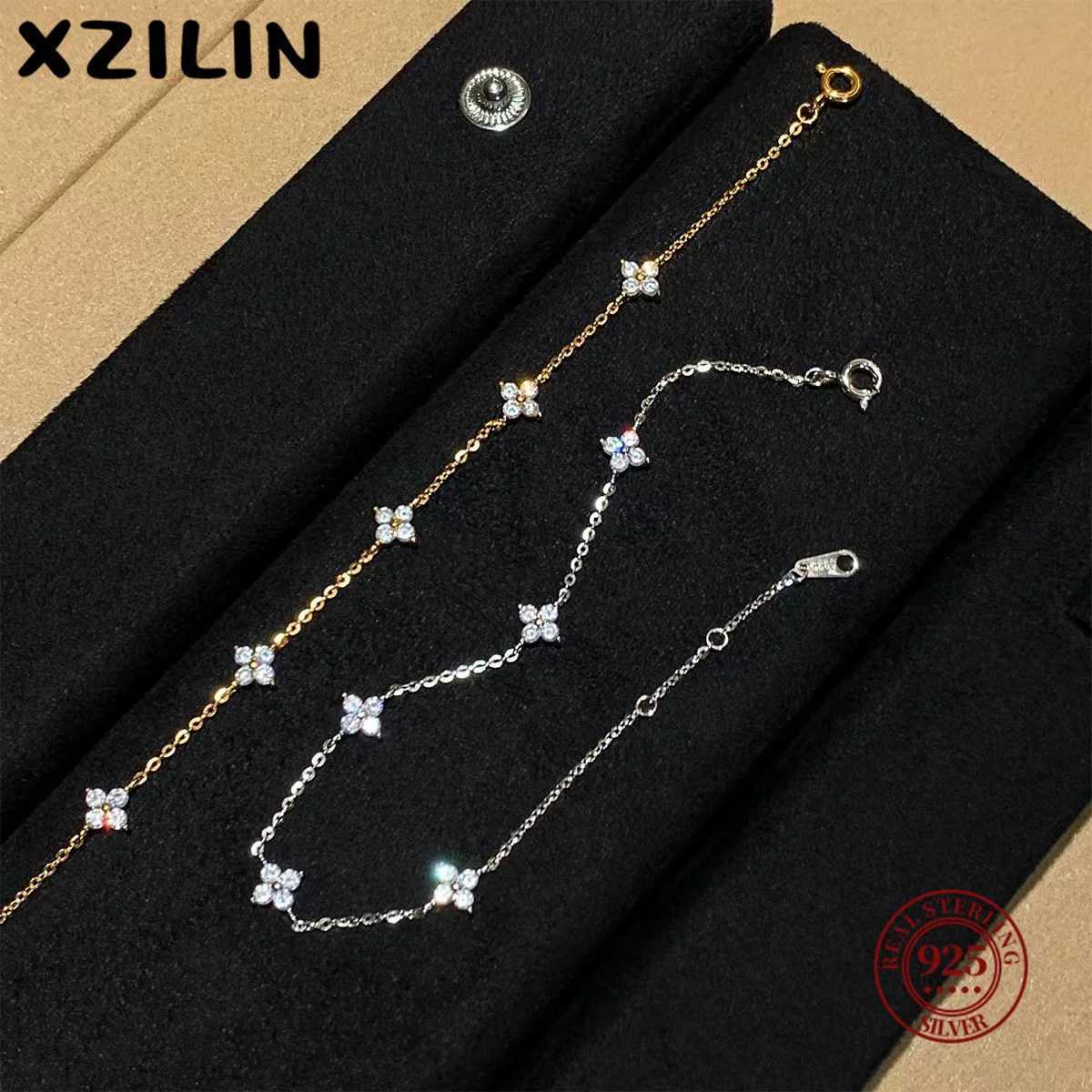 XZiLin S925 Sterling Silver Plated 18k Gold Korean Design Temperament Zircon Flower for Women Jewelry Gift G251217