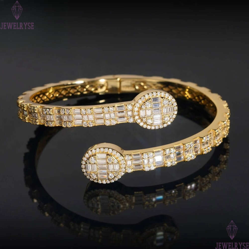 D Color VVS Miossanite Diamond 925 Silver Iced Out Hip Hop Jewelry Bracelet Bangle Men