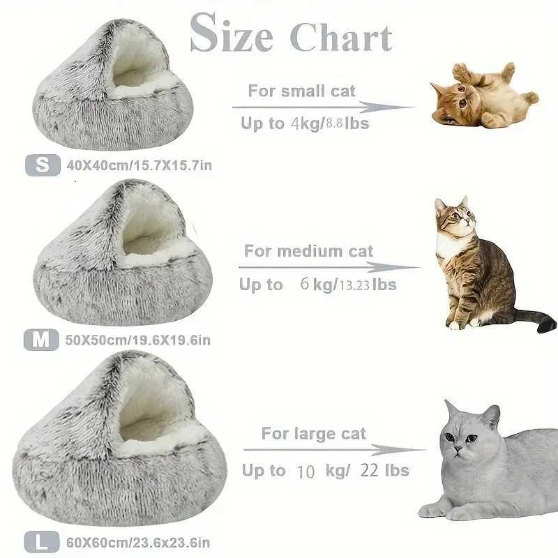 Autumn and Winter soft plush pet bed and pet bed Winter warm and cold plush comforter nest Shell cat nest semi-enclosed cat nest M251217