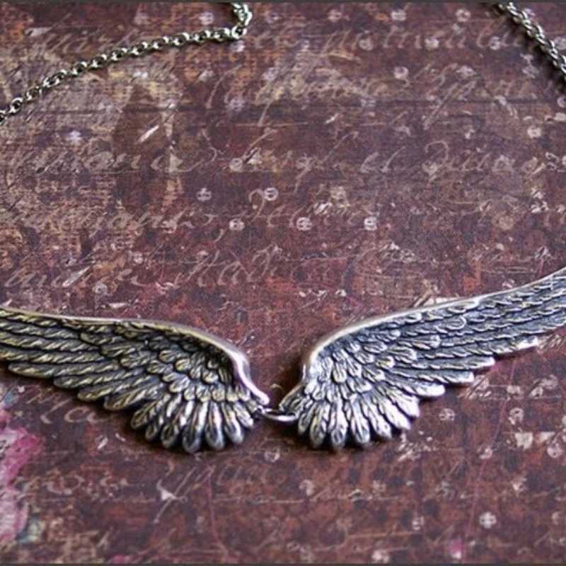 Vintage Angel Wings Feather Choker Big Pendant Aesthetic Link Chains Statement Necklace for Women Collar Wedding Tribal Gift G251217