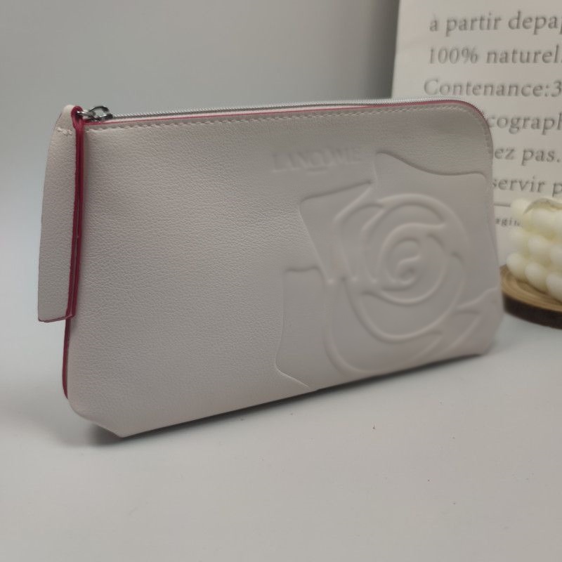 Designer makeup - light pink and white / rose print travel tote handbag storage bag
