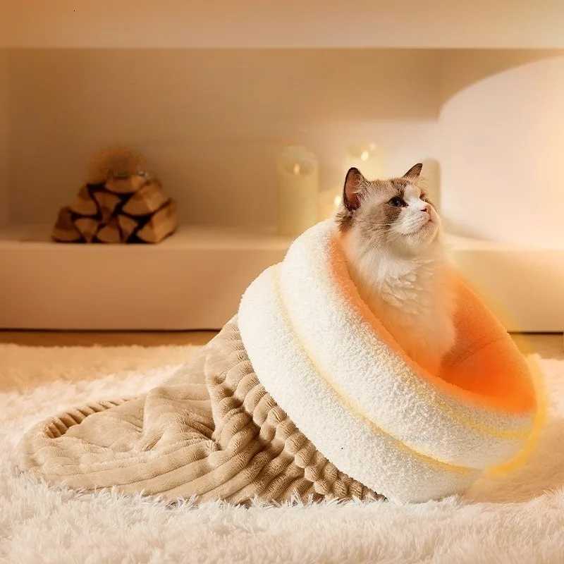 Autumn and Winter Cat Sleeping Bag Semi-enclosed Cat Nest Warm Small and Medium-sized Pet Nest Cat Bed Cozy Pet Small House M251217