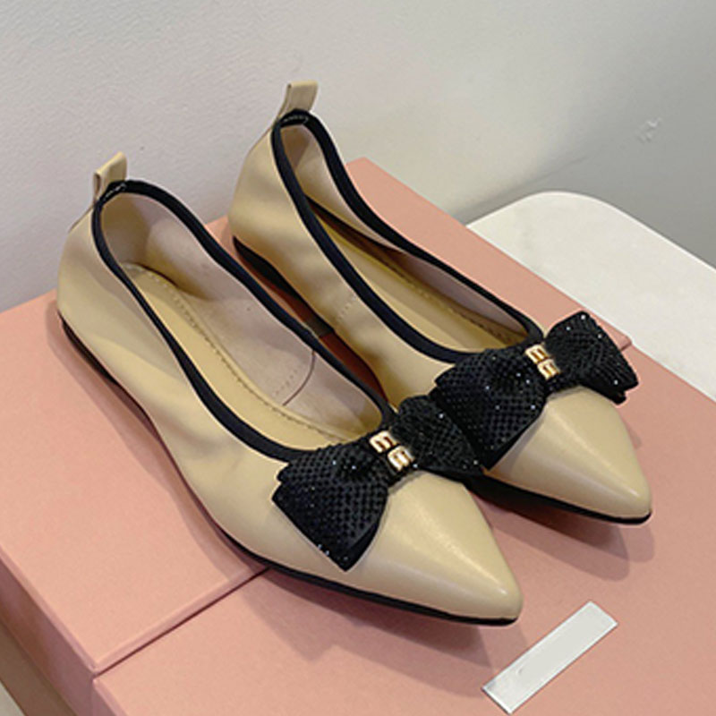 2026ss spring summer women Pointed flat shoes Elegant bow decoration Comfortable ballet shoes Ladies Daily Outfit Versatile Comfortable Flat Shoes