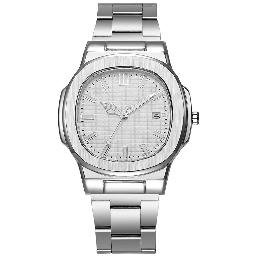 2025 New Square Sports Calendar Steel Band Watch Men's Steel Band Quartz Wristwatch Manufacturer Wholesale