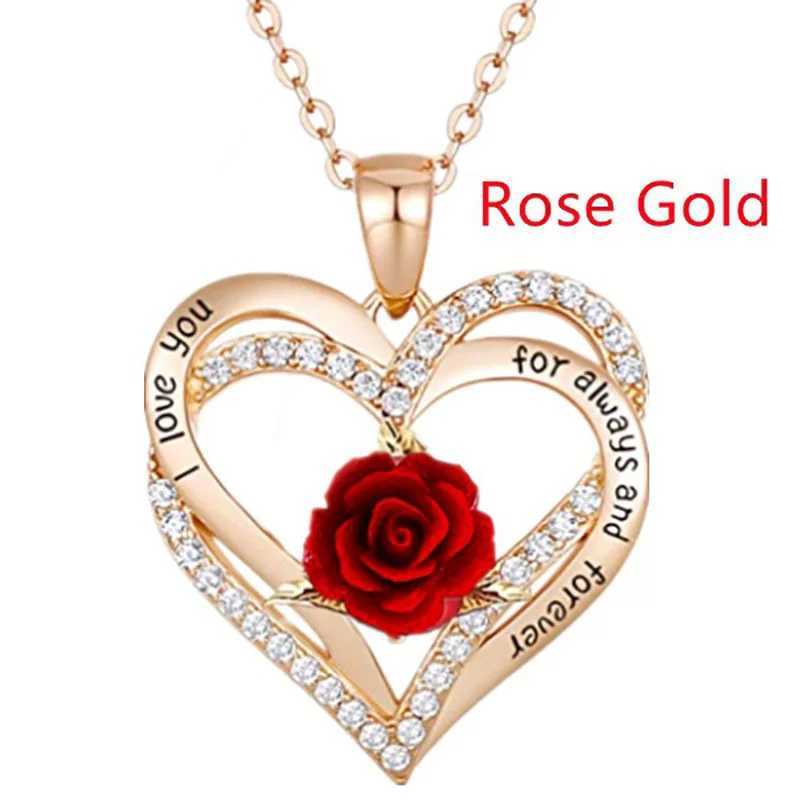 Fashion Income Rose Flower Pendant Necklace Anniversary Party Accessories Birthday Mothers Day Jewelry Gifts Mom Ladies Girls G251217
