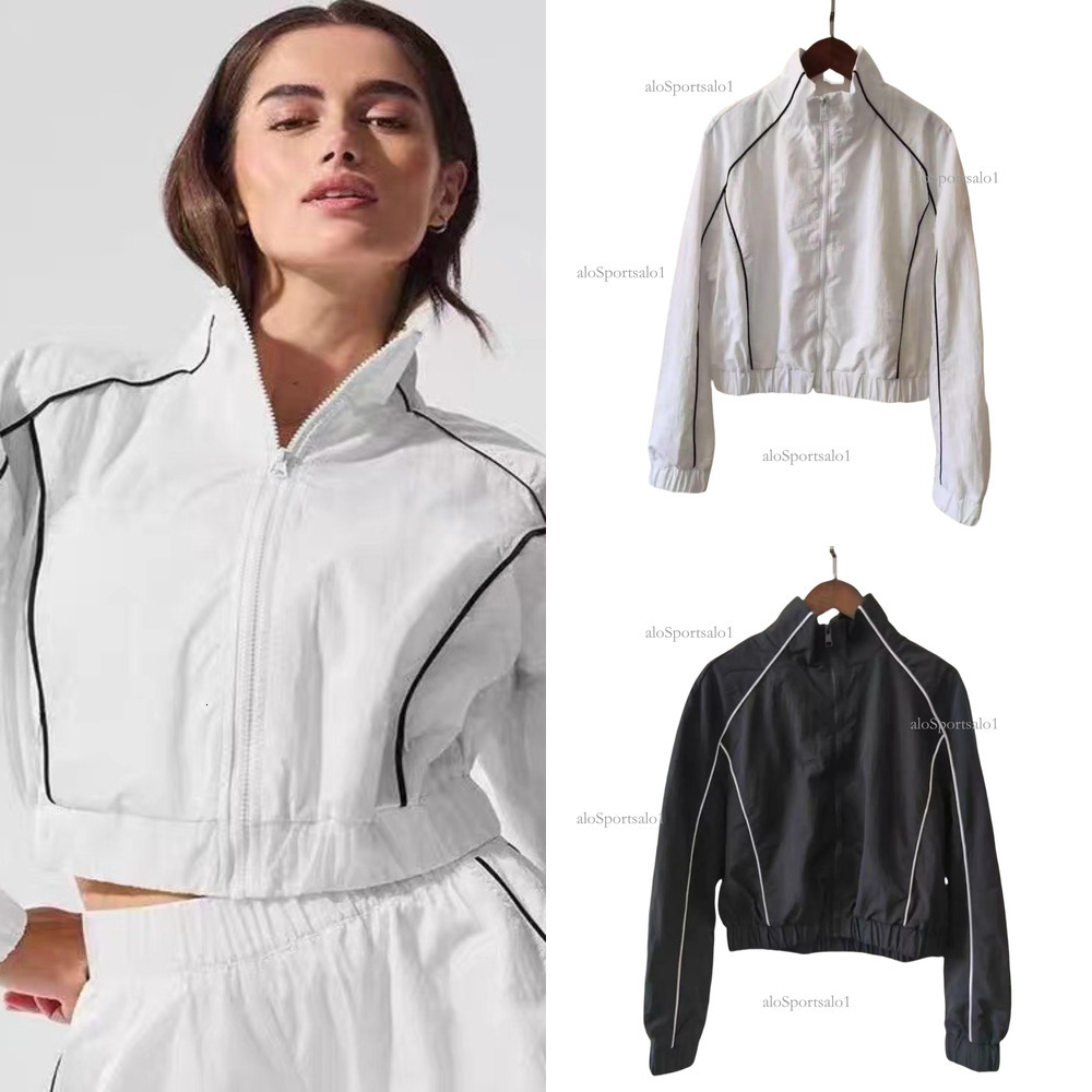 Quality Women Yoga Suits Jacket And Bra Sports Heart Throb Legging+Shorts White-Striped Fitness Pilates Workout Quick-Drying High Women Clothes Sets aloSportsalo2