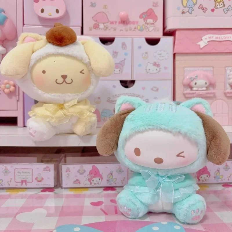 Sanrio Genuine Characters Play With Kittens Series Vinyl Plush Blind Box Kuromi Melody Cute Pendant Anime Doll Mystery Box Gifts H251217