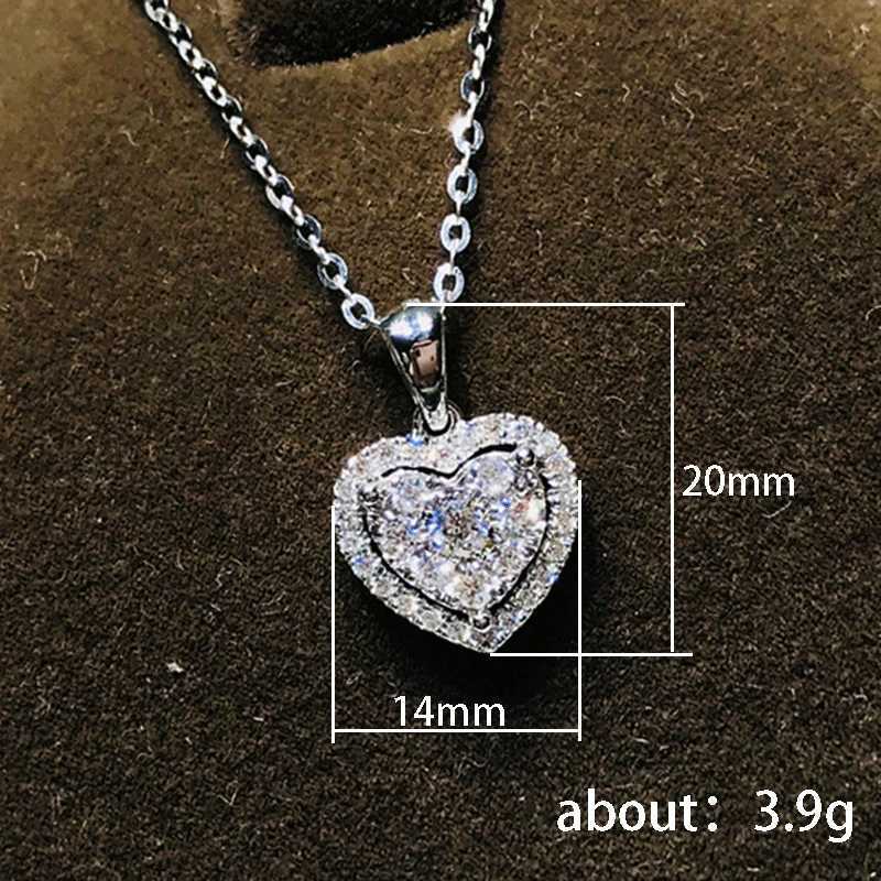 Shine Zircon Heart Shaped Pendant Necklace for Women Silver Color Jewelry Wedding Anniversary Party Bridal Chain Girls Choker G251217
