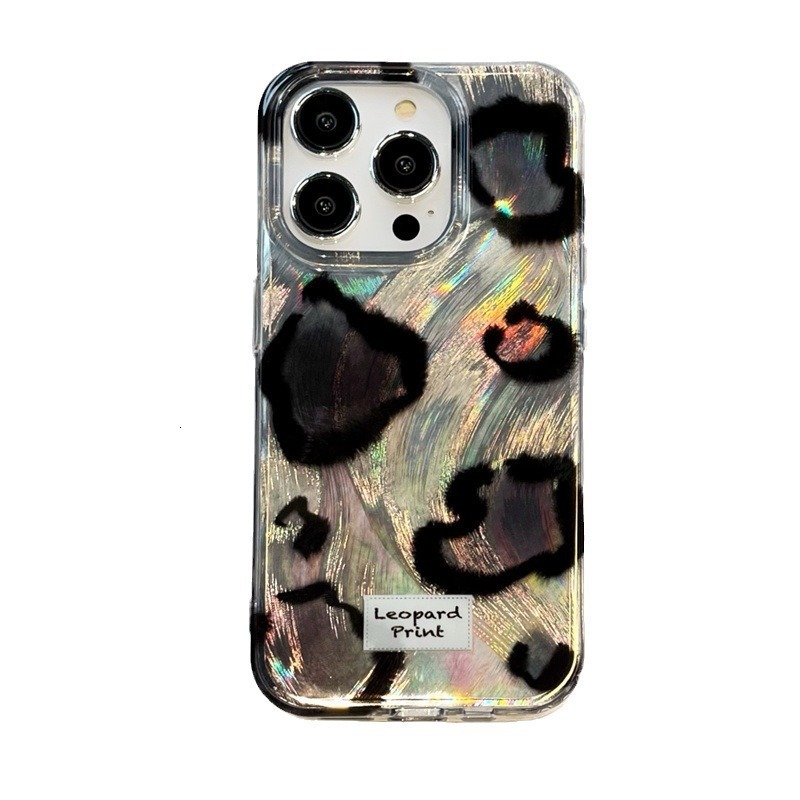 Minimalist Style Feather Gauze Leopard Print Apple 17/16 Pro Max Phone Case Compatible with iPhone 15/14 High-end Feel