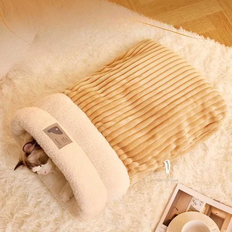 Autumn and Winter Cat Sleeping Bag Semi-enclosed Cat Nest Warm Small and Medium-sized Pet Nest Cat Bed Cozy Pet Small House M251217