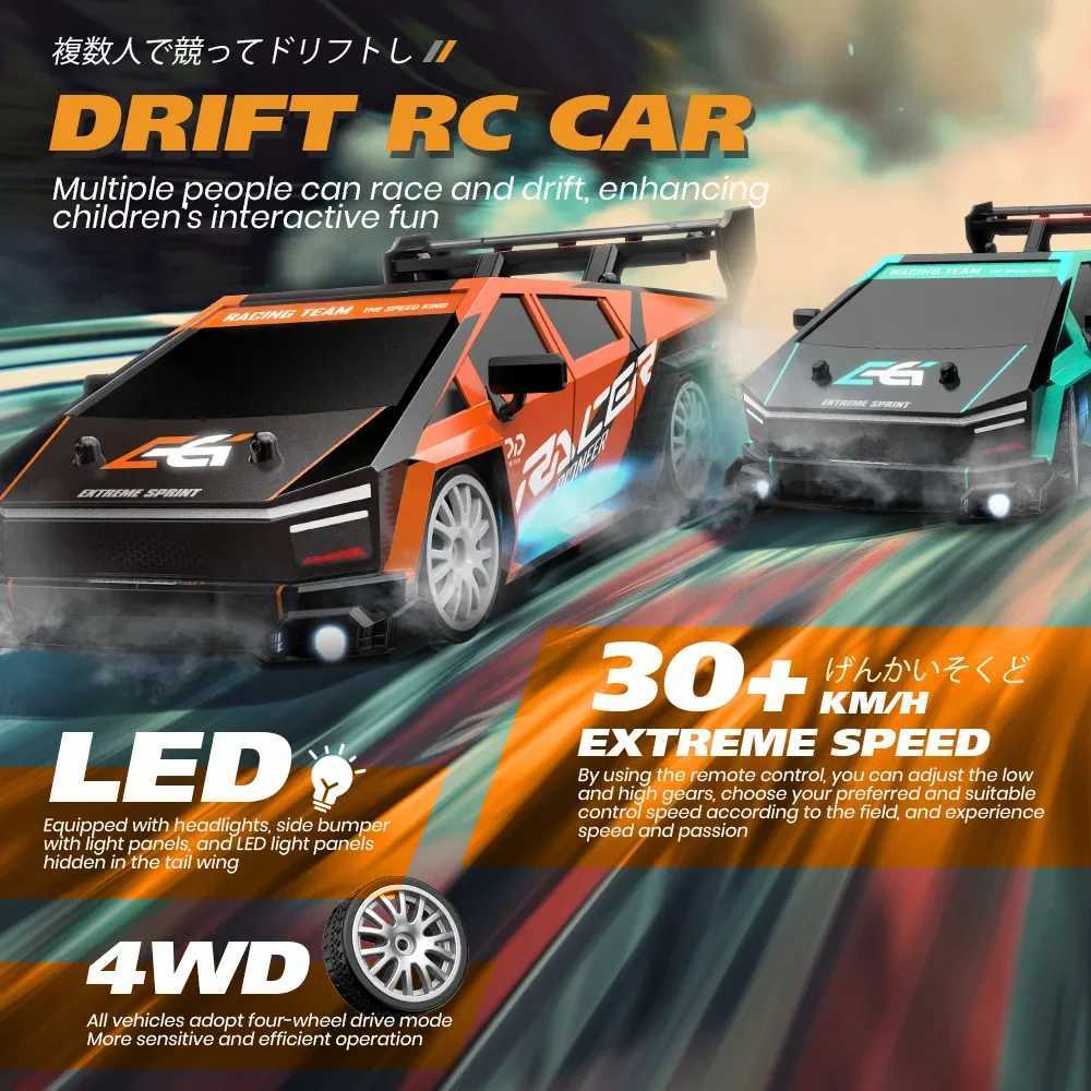 1/24 RC Drift High Speed Vehicle Mustang 4WD Remote Control Racing Car Toy Boys Competition Race Car Gift Replaceable Tire G251218