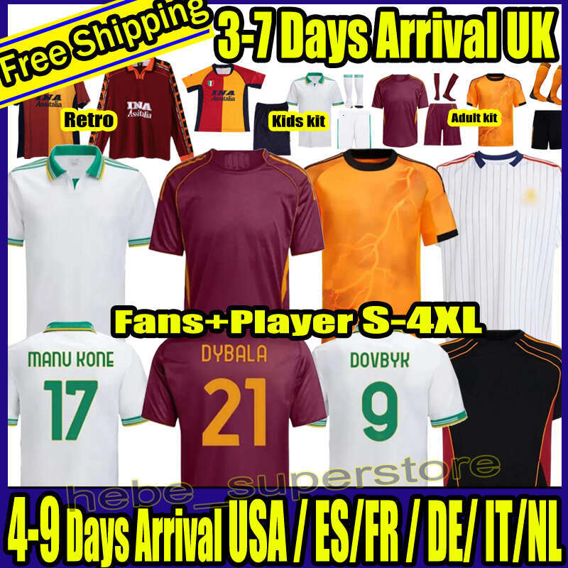 25 26 soccer jersey football shirt ROMA ABRAHAM PAREDES DYBALA MANCINI E,LE FEE ZALEWSKI EL SHAARAWN ROME men kids Players fans Retro 98 99 00 01 07 08 09 14 15 17 18 Shirt