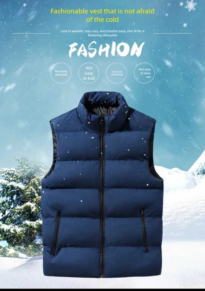 The winter trend mens waistcoat the new autumn and winter sleeveless stand up collar with down thick down vest for warmthG251218