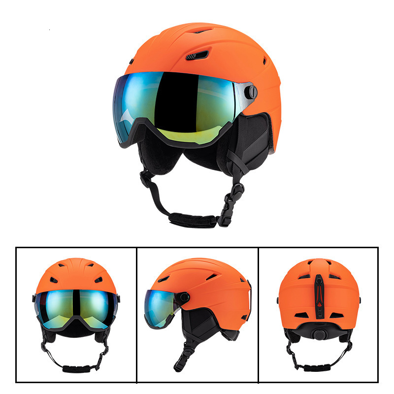 New Ski Helmet and Goggles Set for Sports Outdoor Unisex One-piece Molded Warm Anti-fall Skiing