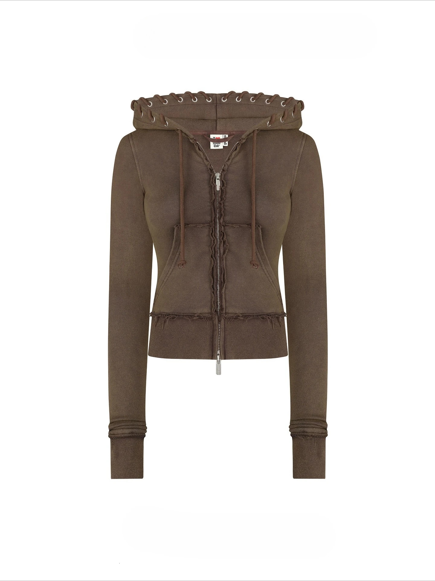 Fashion Y2K Brown Patch Letter Sportswear Two Piece Aesthetic Suit Casual Retro n Hat Short Hoodie Streetwear Sports Pants 251211