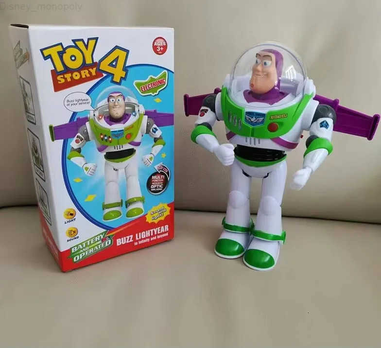 Disney Toy Story Buzzlightyear Cartoon Figure Model Toys Pixar Electric Walking Light Robot Doll Action Doll Kids Birthday Gift H251218