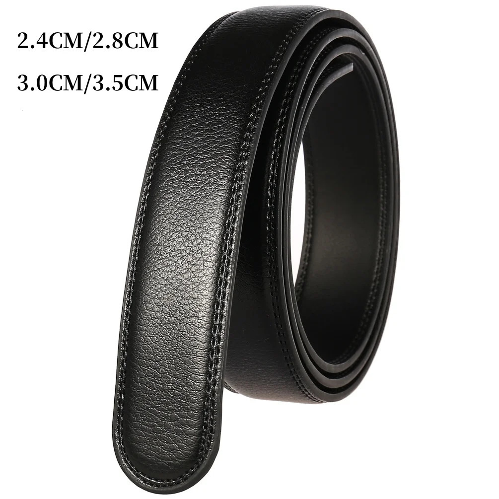 24/28/30/35CM Wide Without Buckle Men Ratchet Cow Leather Belt Strap Replacement for Mens Auto Lock Buckle Belt 251218