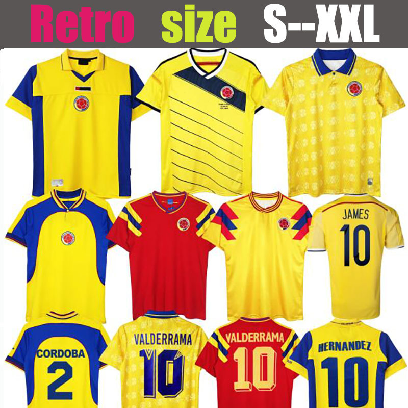 2001 1990 1994 2003 Colombia national retro soccer jerseys 2014 FALCAO VALDERRAMA CORDOBA ASPRILLA classic vintage football shirts