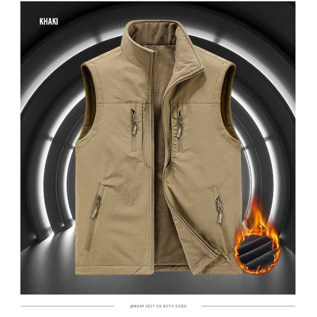 2025 Autumn Winter Thickened fleece double-sided vest Mens Vest Jacket Warm Outerwear slim fit Jacket Casual Style DailyG251218