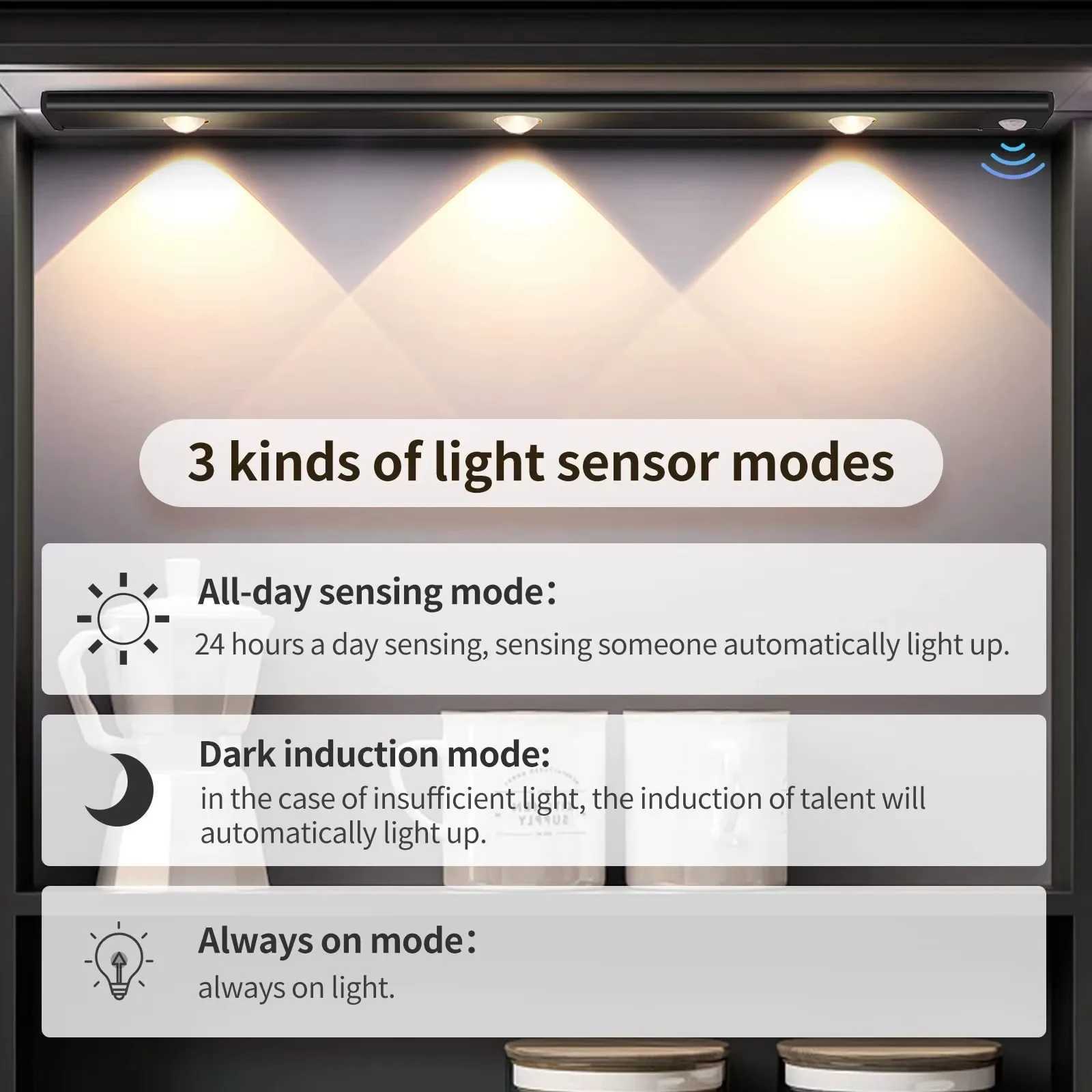 LED Ultra Thin Under Cabinet Lights Motion Sensor night light Wireless 3Color Dimmable For Kitchen Cabinet Bedroom Wardrobe Ligh C251218