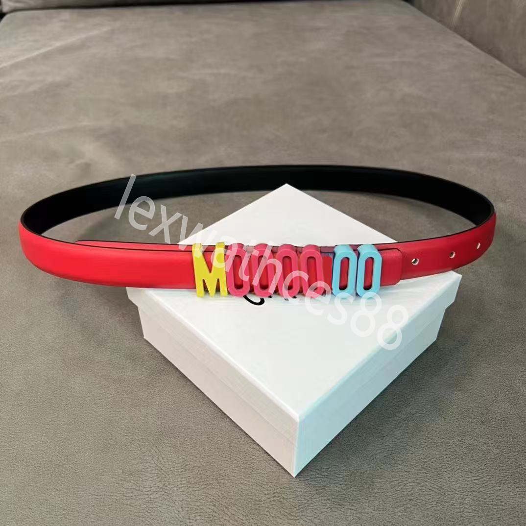 Moschinly Belt For Women Luxury Brand Colorful Letters Buckle Waistband Splicing Belts Fashion Narrow Waist Cowhide Waistbands Mens Width 23mm Moschicstyle belt