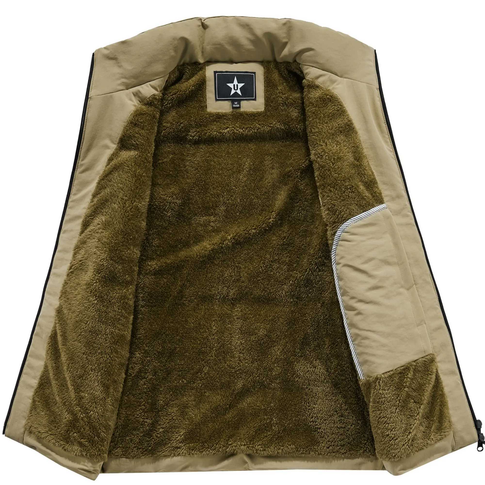 Fashion Large Size 6XL Mens Multi-Pocket Clothing Winter Vest Jackets Sleeveless Coat Male Warm Waistcoat Fleece Vest MenG251218