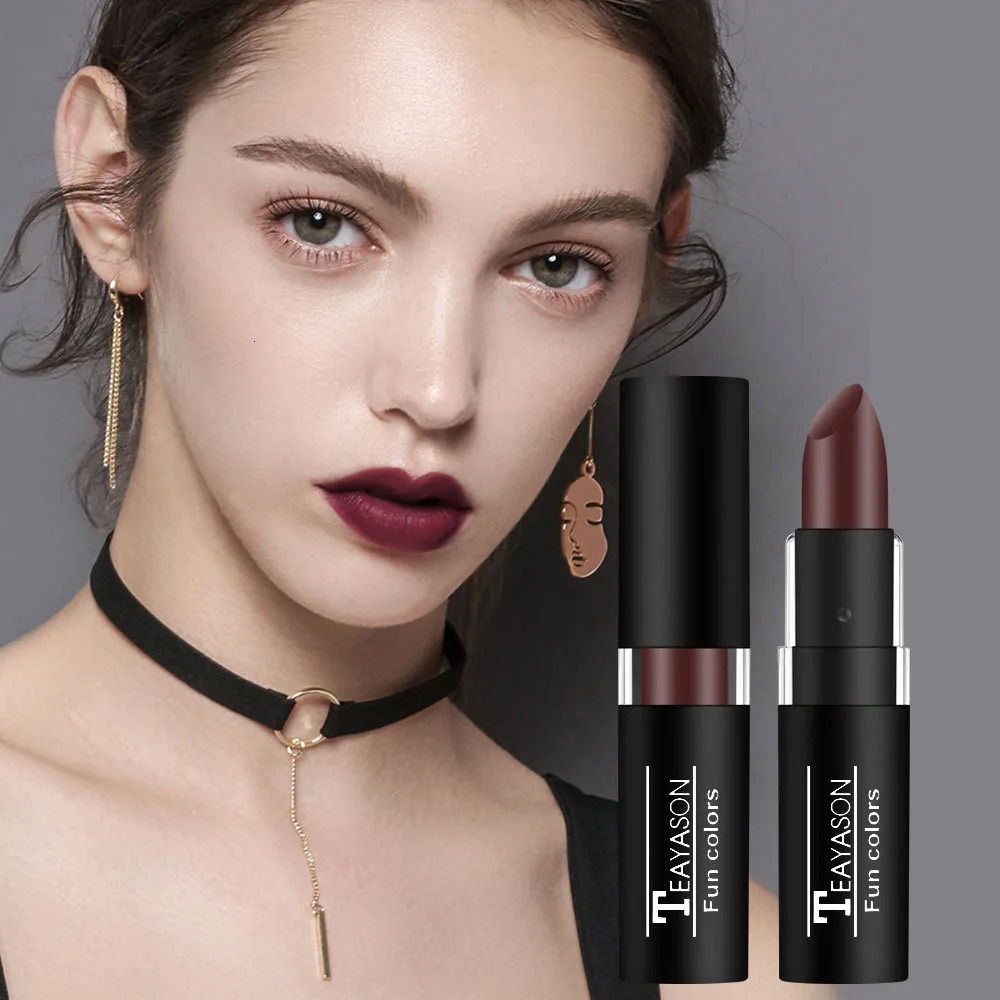 12 Color Lipstick Waterproof Long Lasting Cosmetic Black Blue Purple Green Matte Make Up Lip Gloss Makeup Red Lipstick 251217 - view 7