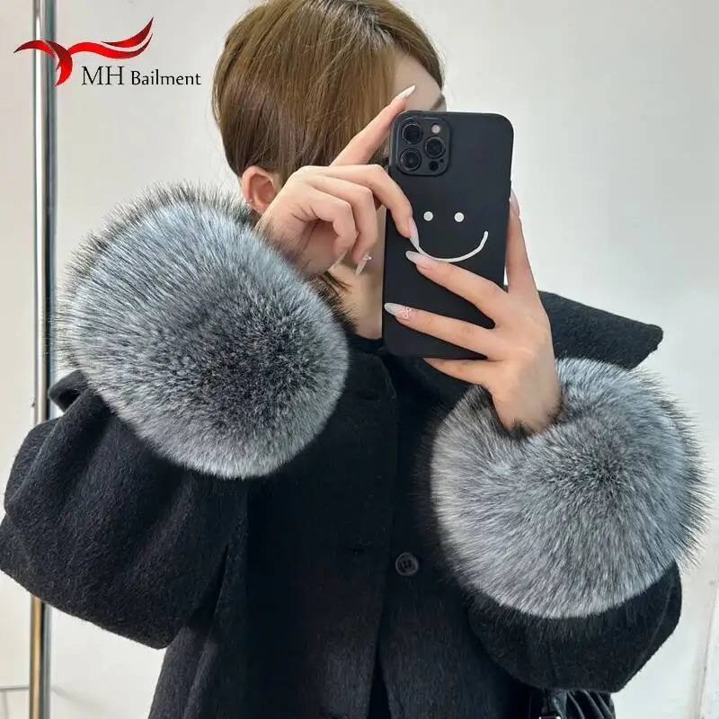 Women Winter Faux Fur Cuffs Natural Fox Fur Cuffs Wrist For Coat Elastic Arm Furry Sleeves Wristband Sleeve Glove 251217