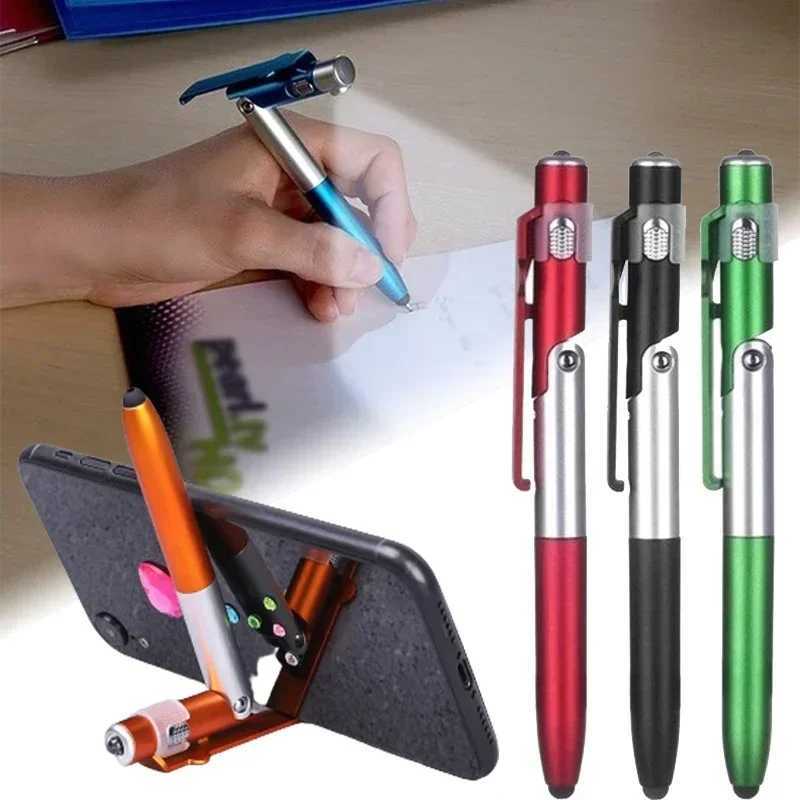 4 In 1 Mtifunction Ballpoint Pen with LED Light Fold Phone Holder Night Read Writing Pencil Off School Student Stationery Y251218