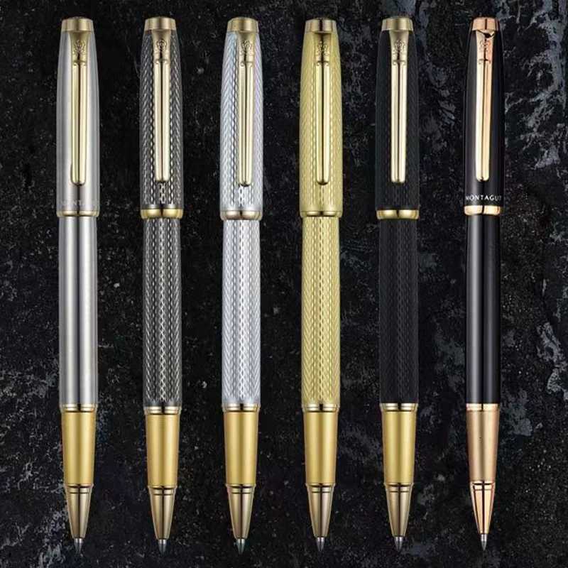 Montagut Luxurious Silver And Golden Trim Iridium Roller Ball Pen Business Stationery Writing Gift Pen With Gift Box Y251218