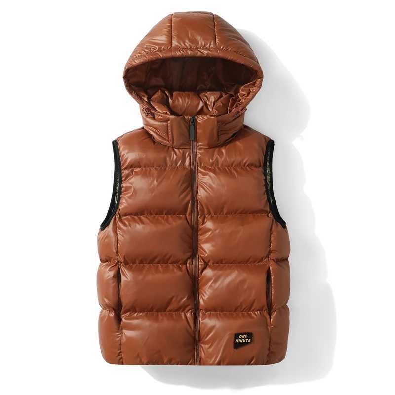 New Men Solid Sleeveless Vest Winter Warm Thicken Waterproof Coat Jacket Male Casual Windproof Overcoat Detachable Hat WaistcoatG251218