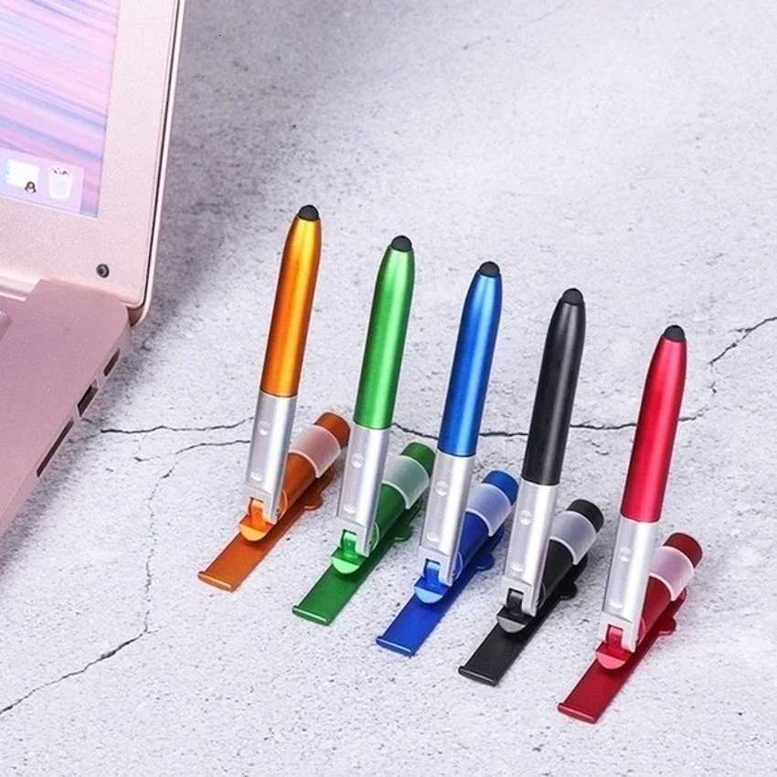 4 In 1 Mtifunction Ballpoint Pen with LED Light Fold Phone Holder Night Read Writing Pencil Off School Student Stationery Y251218