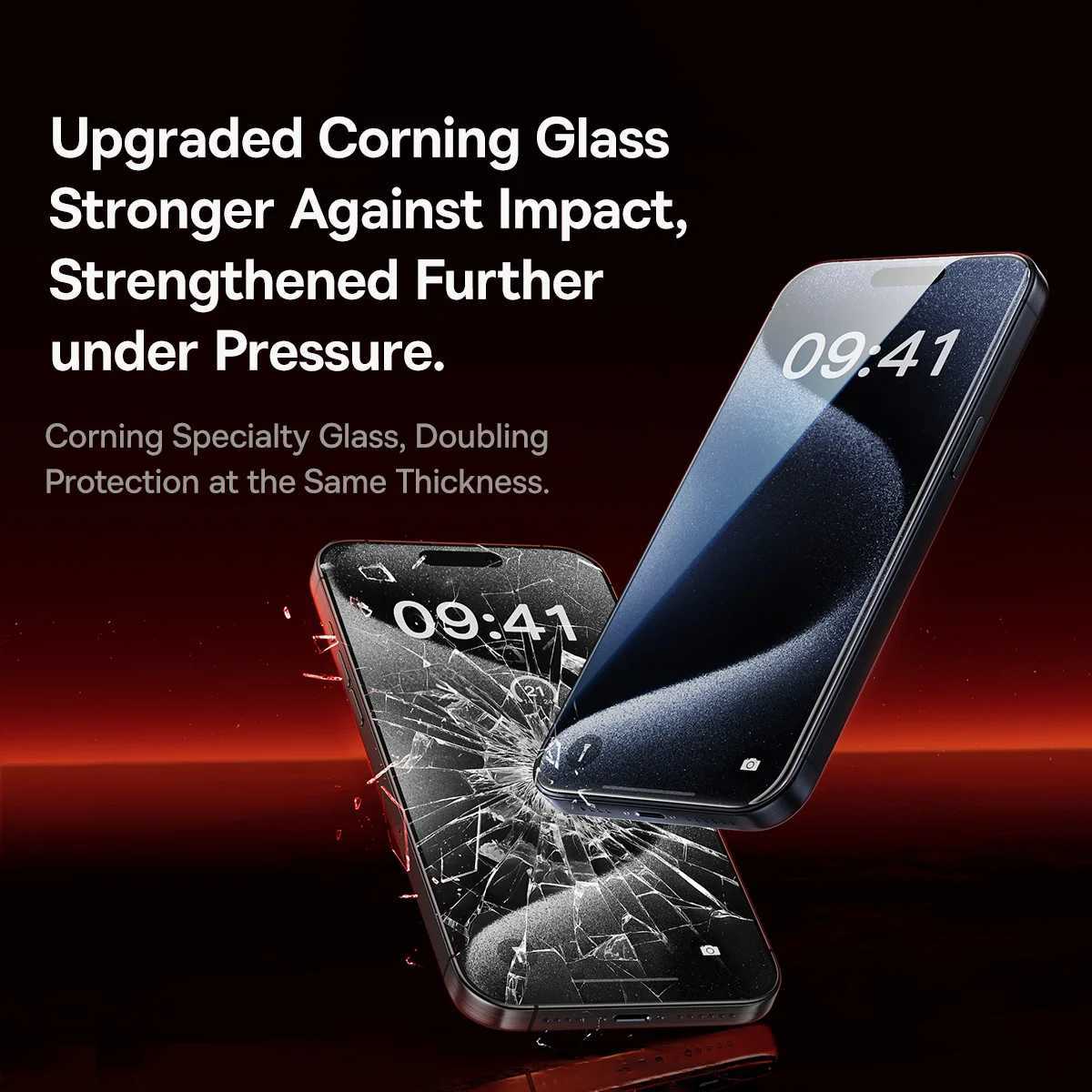 Baseus 3D Curved Tempered Glass for iPhone 16 15 Pro Max Hot Bending Full Coverage Shatterproof Clear Corning Screen Protector G251218