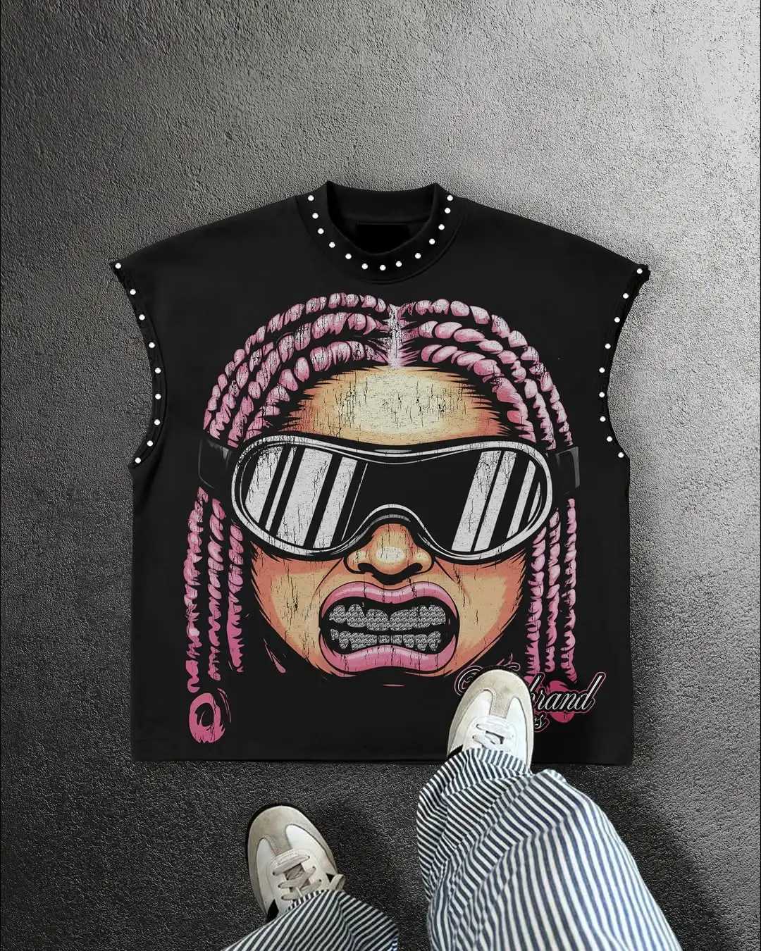 Y2K Popular Willow Nail Round Neck Vest T Shirt Retro Punk Hip Hop Oversized Printed Pure Tops Classic Loose Sleeveless T Shirt X251218