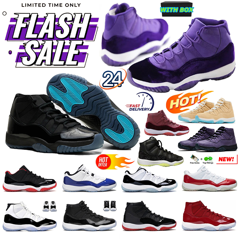 Designer sneakers 11 cherry mid cut basketball shoes for men women 11s high low Cement brown Green Snakeskin Bred Rose Gold Space Jam outdoor womens mens trainers