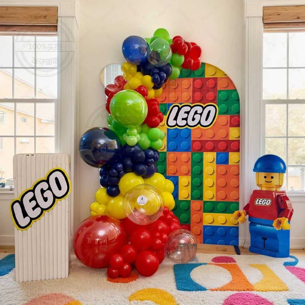 131pcs Rainbow Lego Theme Balloon Set Suitable for Birthday Outdoor Park Picnic Anniversary Celebration Graduation Summer Party X251218