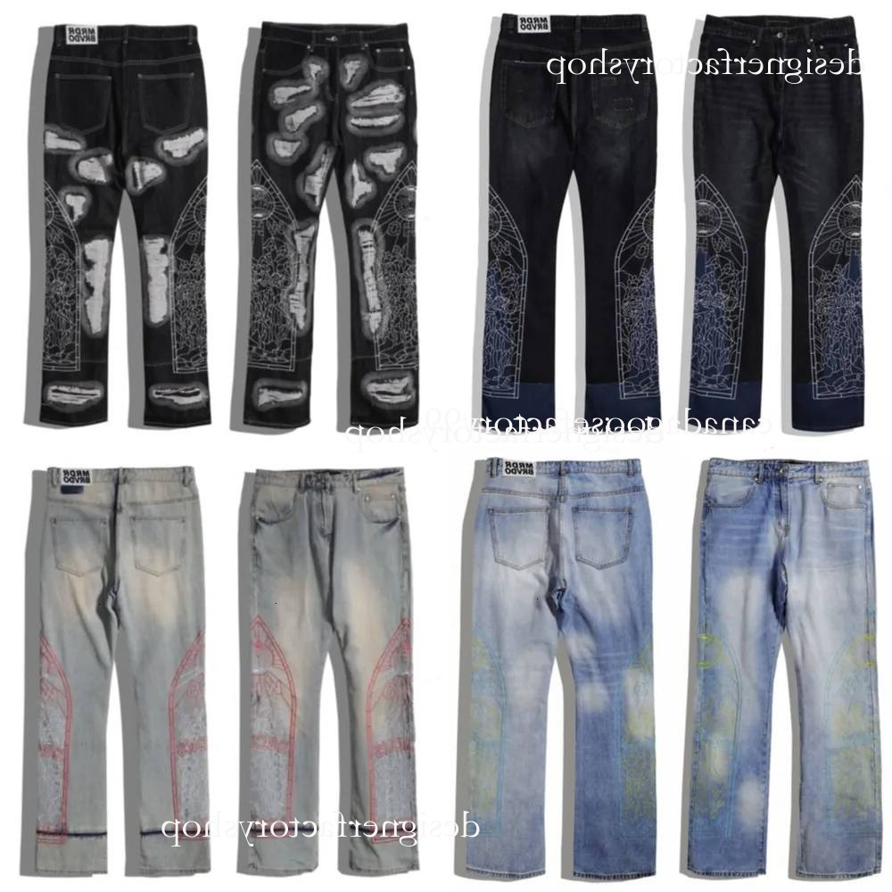 New Who Decide War Jeans Desinger Fashion Luxury Mens Pants Y2k Hip Hop Skateboard Baggy Trousers High Street Embroidery Multicolor Patched Jogger