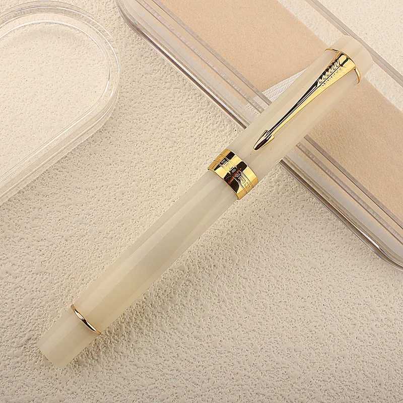 New Jinhao 100 Resin Fountain Pen 8 F/M Nib Ivory Color Writing Ink Pens with School Off Supplies Y251218
