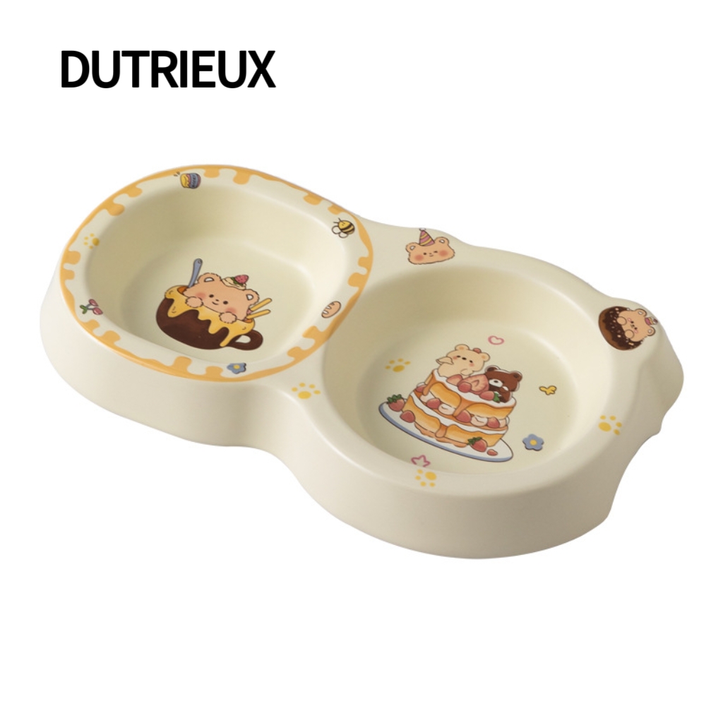 H1889 Pet slow feeder bowl, ceramic material, elevated design to protect neck, anti-choking and anti-spill dog and cat bowl, new cross-border product.