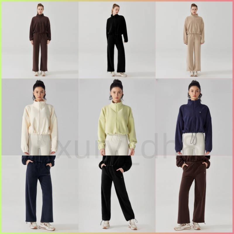 Yoga Set Sweatshirts Cropped Full Zip Jackets Slightly Puffy Sherpa Coats Polar Fleece Wintry Mix Jacket Slouchy Mock Neck Sweater Silver Logo Workout Sets