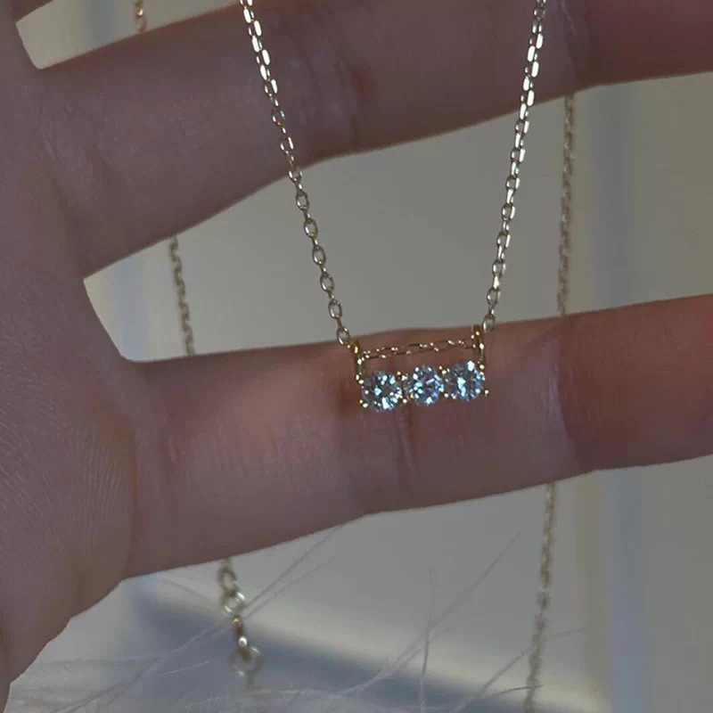 2026 Choucong Ins Top Sell Simple Fashion Jewelry Genuine 100% 925 Sterling Silver Three Stone 7A Zircon CZ Diamond Gemstones Party Women Clavicle Nec