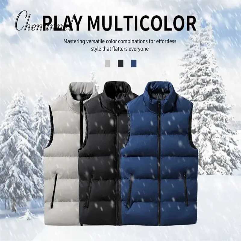Autumn Stand-up Collar Casual Waistcoat Brand Clothing Mens Vest Jacket Warm Sleeveless Jackets Winter Waterproof Zipper CoatG251218